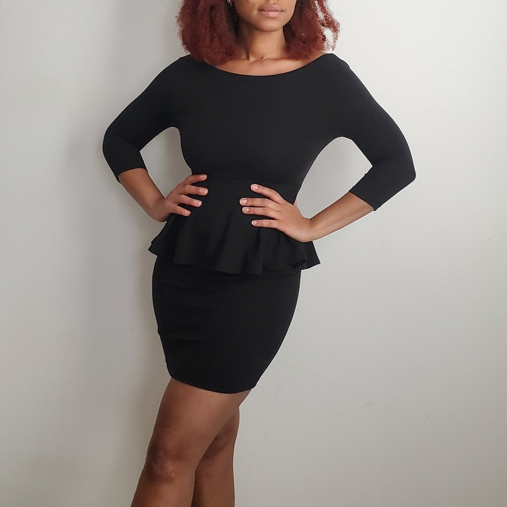 Charlotte Russe 3/4 sleeve Black Peplum Dr…